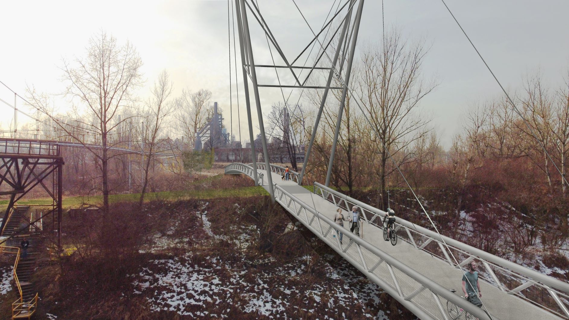 Takto by lávka měla vypadat. Vizualizace: Ing.arch. Josef Pleskot, AP Atelier